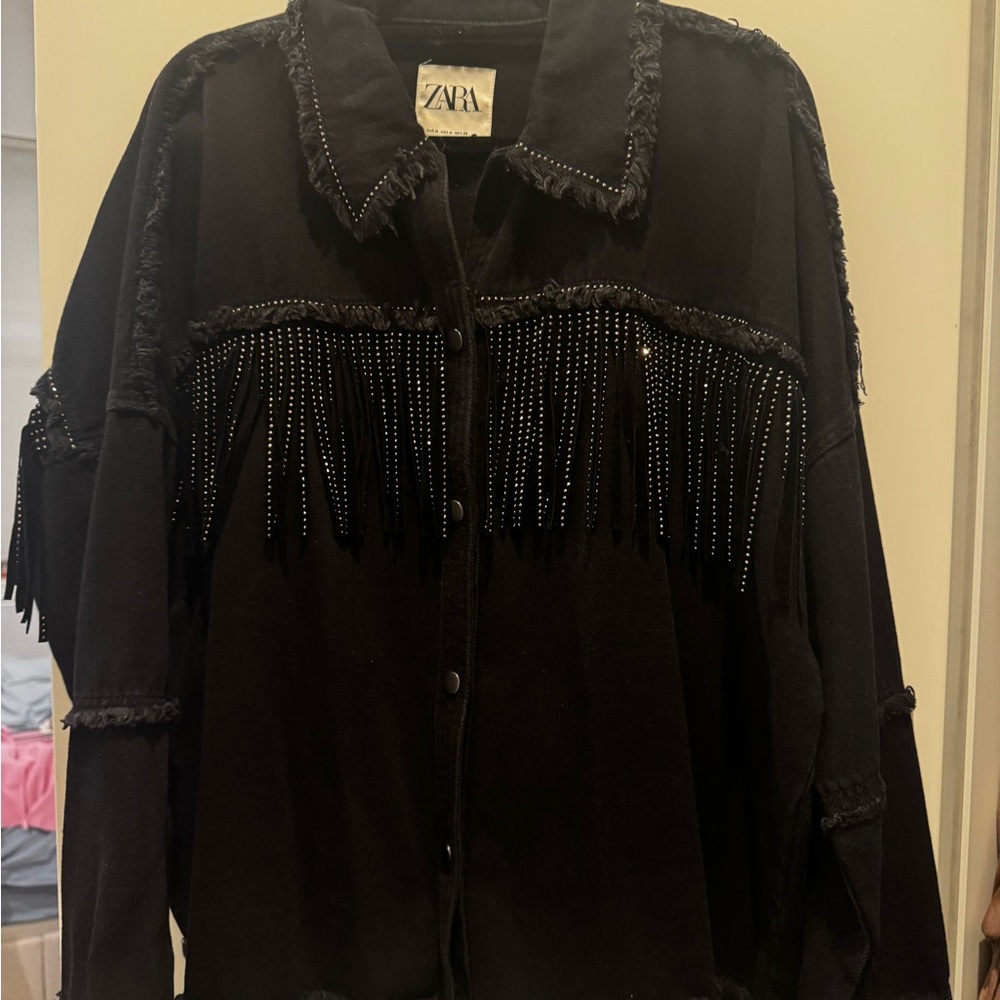Zara Black Fringe Jacket